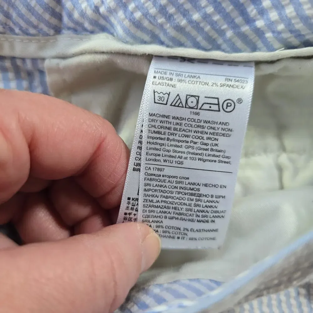 Banana Republic Shorts Mens Size 40 Blue Striped Seersucker Aiden Preppy Beachy